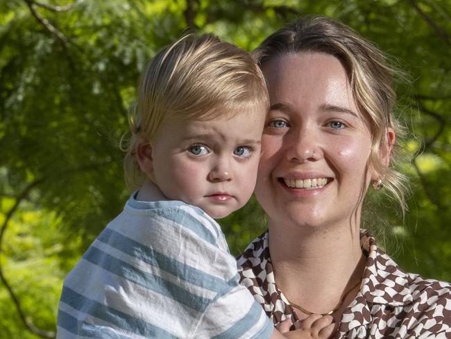 SYDNEY AUSTRALIA - NewsWire Photos, 12 February, 2024: Heart Kids Ambassador Freddie Clarke (1) with his mother Amy who was born on Anzac Day 2022 and had successful life saving surgery less than 48 hours after being born with a heart defect and is now an ambassador for Heart Kids.Pictured at their Hornsby home.Picture: NCA NewsWire / Simon Bullard.