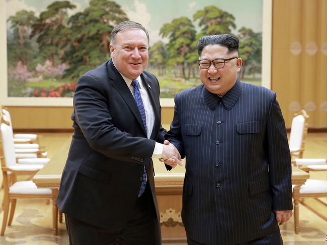 Kim Jong-un with US Secretary of State Mike Pompeo last month.  A big part of Kim’s desire for the summit is  to legitimatise himself on the world stage.