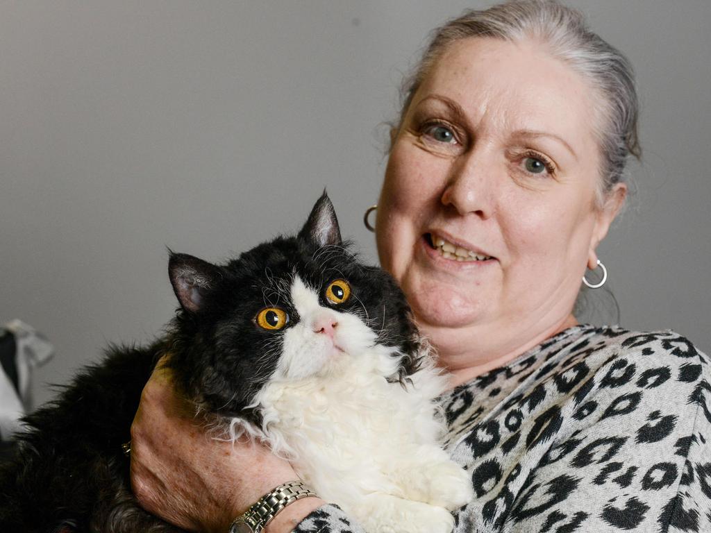 Leonie Smith with Lionel, her long haired selkirk rex prizewinning cat at the Royal Show. Picture: Brenton Edwards