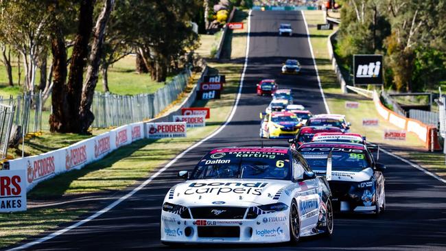 Lochie Dalton, of Launceston, leads the Super2 pack up Mount Panorama at Bathurst. Picture Mark Horsburgh