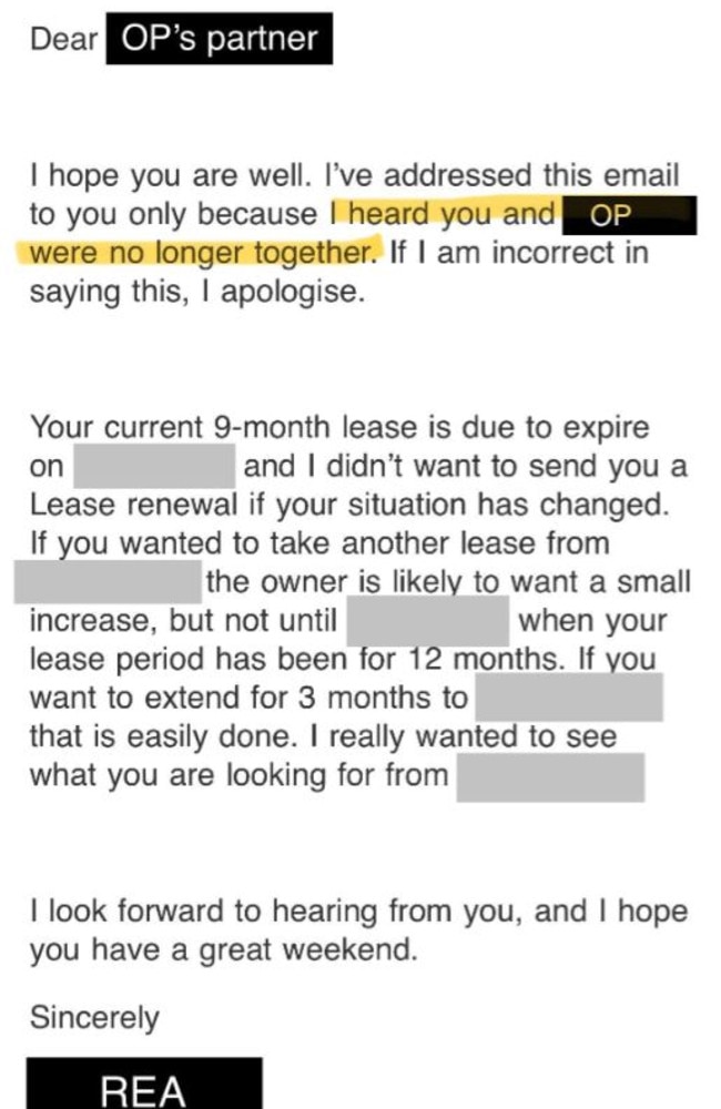 The real estate agent sent this email to the poster’s boyfriend. Picture: Automobile-Gangsta/Reddit