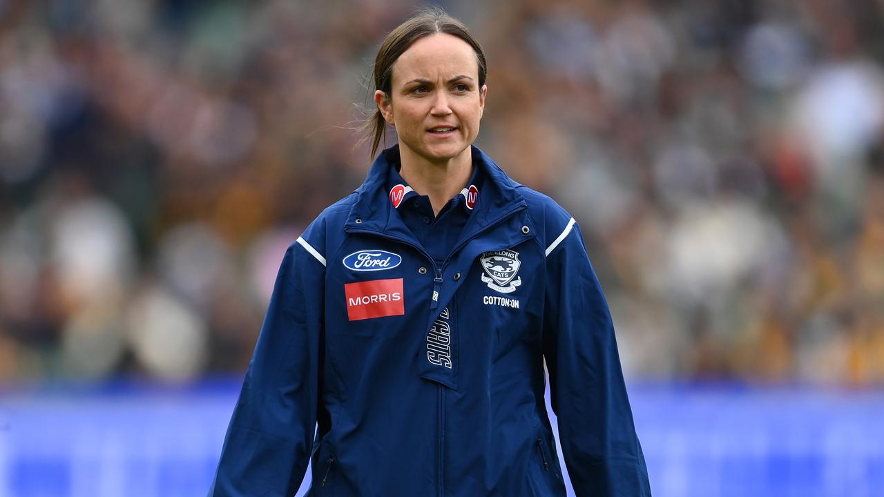 Daisy Pearce was welcomed with open arms in the Demons rooms on Monday night. (Photo by Quinn Rooney/Getty Images)