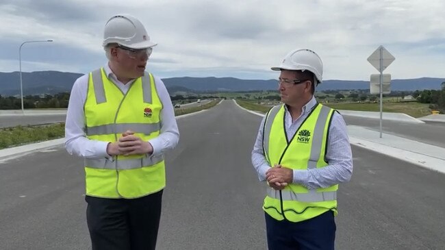 Kiama MP Gareth Ward and Minister for regional Transport and Roads Paul Toole at the Albion Park Rail Bypass. Picture: supplied