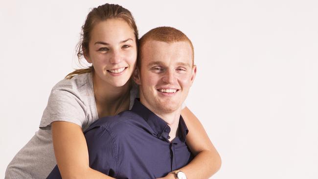 Alex McKinnon and Teigan Power have sent out “save-the-date” wedding invitations. Pic Paul Barkley