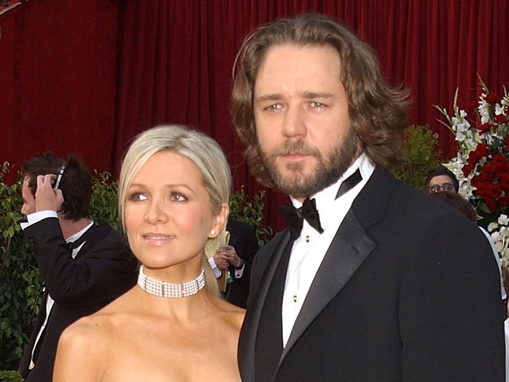 Russell Crowe and former wife Danielle Spencer at the Oscars in 2002. Picture: Getty