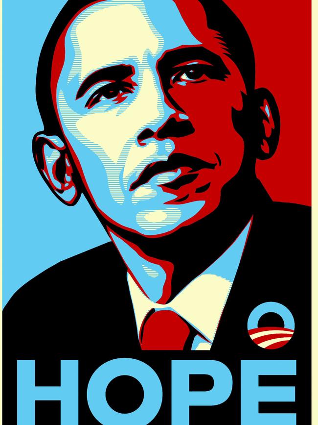 Barak Obama’s promise of hope dissolved into gridlock. Picture: Shepard Fairey