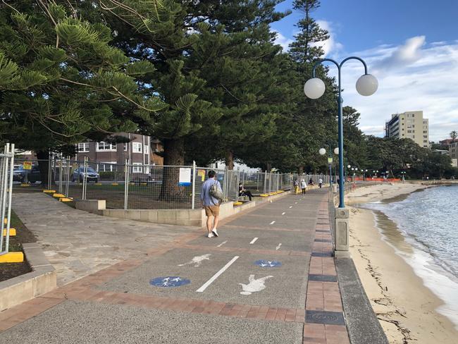 Northern Beaches Council has fenced off East Esplanade Park at Manly for three weeks. Picture: Jim O'Rourke