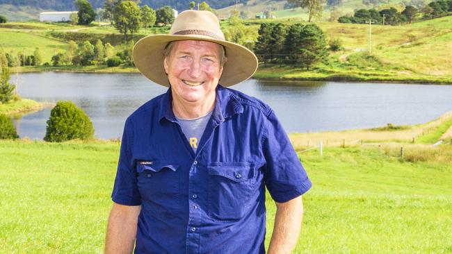 Bega Cheese executive chairman Barry Irvin on his Bega Valley dairy farm. Picture: Robert Hayson