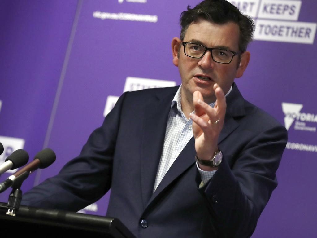 Victoria Premier Daniel Andrews speaks to the media on Friday. Picture: Darrian Traynor/Getty Images