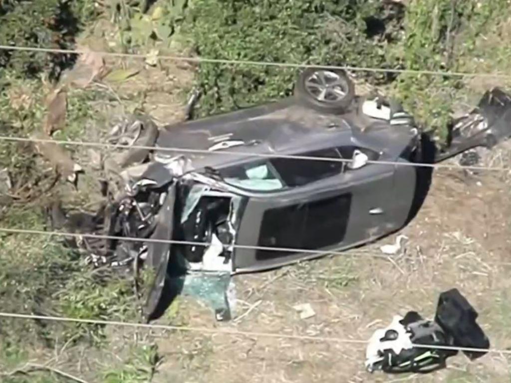 Golf superstar Tiger Woods had to be extricated from his car with the jaws of life and rushed to hospital with major injuries after a horror rollover in Los Angeles, Picture: nbcnews