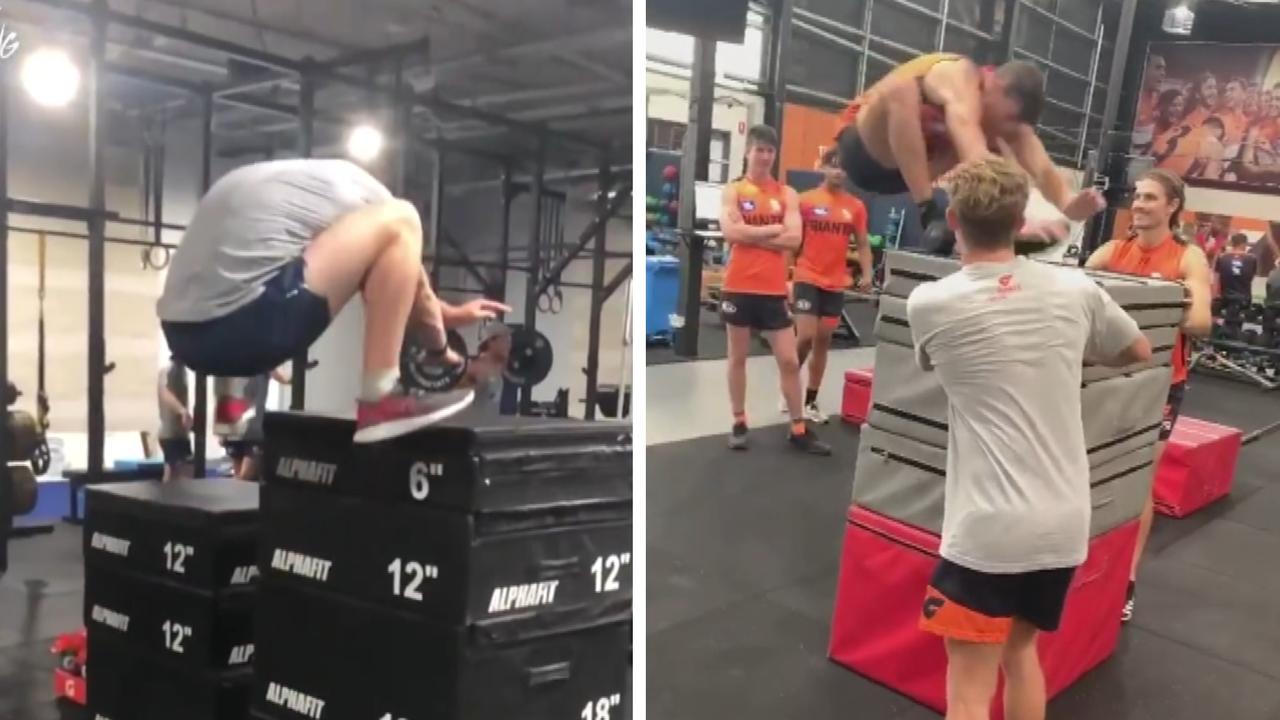 Patrick Dangerfield and Isaac Cumming's big box jumps.