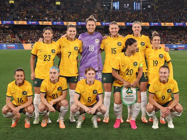 The Matildas starting line-up for their 1-0 win over France. Picture: Robert Cianflone/Getty Images