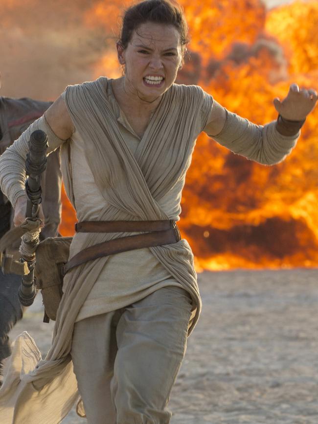 Daisy Ridley as Rey in The Force Awakens.