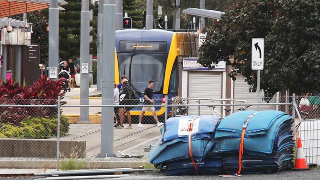 The site of the light rail work camp for the next stage, just south of the Pacific Fair station. Picture: Glenn Hampson