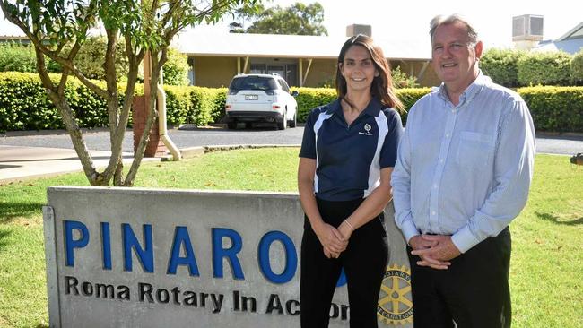 NEW VISION: Pinaroo Roma incoming CEO Melanie Calvert   with outgoing CEO Ian Murphy. Picture: James Liveris