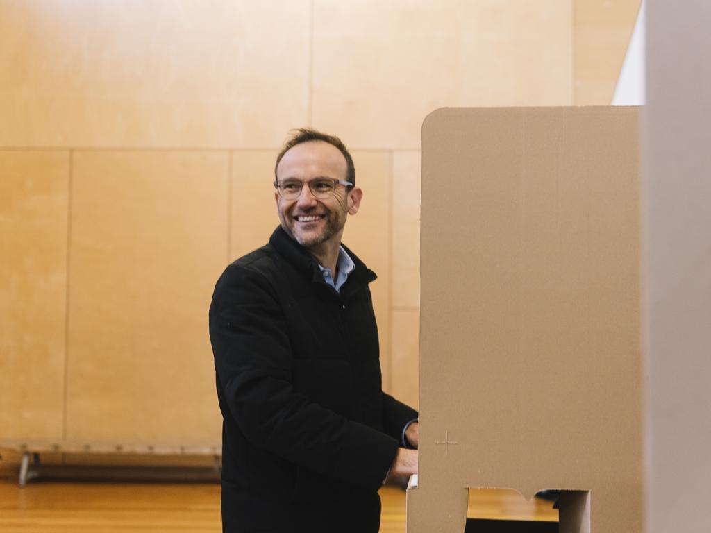 Greens leader Adam Bandt, pictured casting his vote on Saturday morning, accused the Liberals of pulling a last-minute stunt. Picture: Naomi Rahim/Getty Images