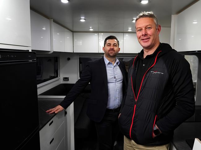 Caravan Industry Victoria chief executive Daniel Sahlberg (left) says his members fear significant job losses amid a wave of cheaper imports Picture: Luis Enrique Ascui