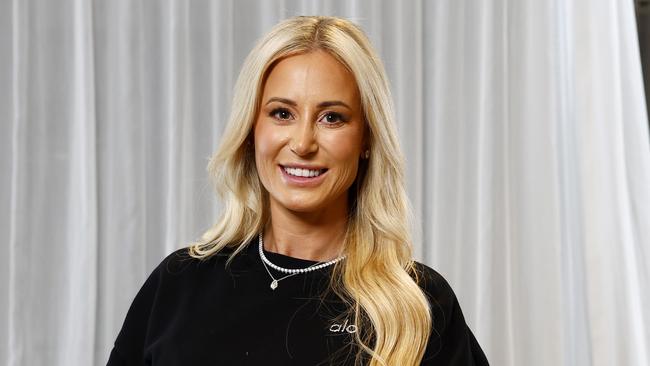 DAILY TELEGRAPH MAY 20, 2025. Roxy Jacenko sits down with Briana Domjen for High Steaks at her apartment in Barangaroo. Dinner was cooked by chef Romaine from The Blonde Butler. Picture: Jonathan Ng
