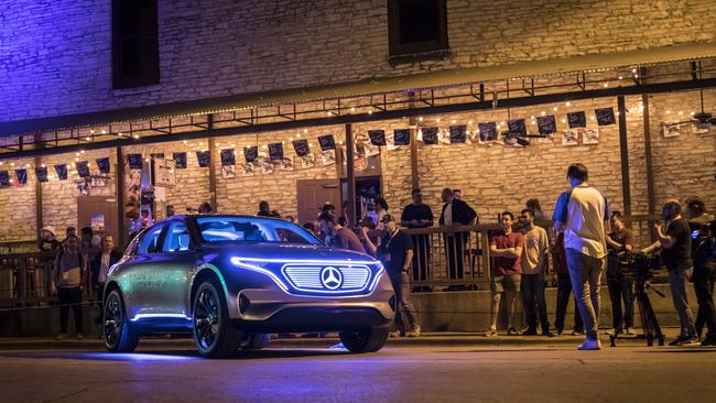 Mercedes-Benz’s EQ C concept car grabs the attention of onlookers. Picture: Supplied.