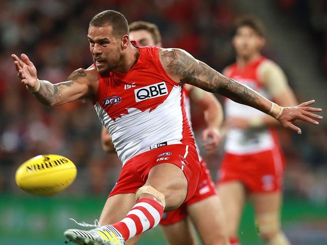 Like many of his Sydney teammates, Lance Franklin has hit top form in recent weeks. Picture: Getty Images