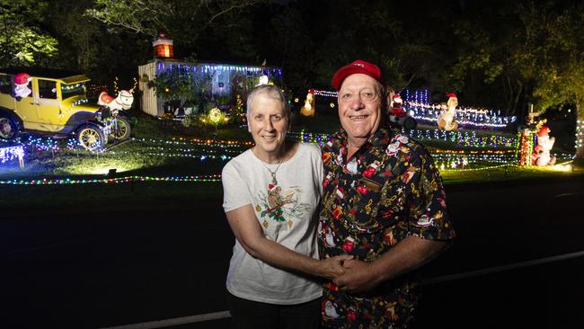 The Christmas lights display of Des and Merryl Pearce, Tuesday, December 14, 2021. Picture: Kevin Farmer