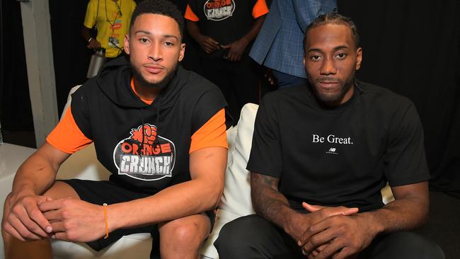 Ben Simmons with Kawhi Leonard at the Nickelodeon Kids' Choice Sports 2019.