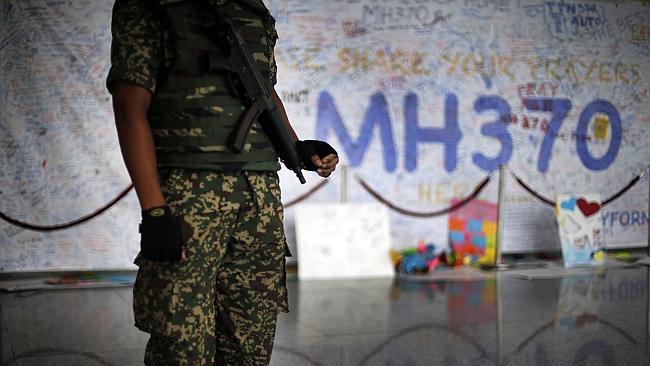 A Malaysian military soldier patrols Kuala Lumpur International Airport. Picture: AP