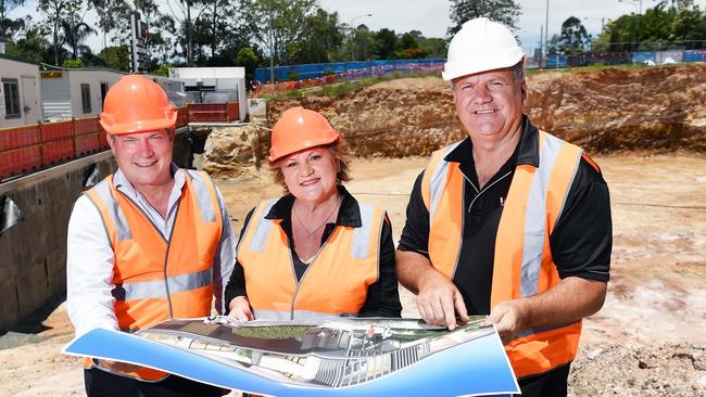 Scott Armstrong, Roz and Michael White pictured when construction started on the Bli Bli Hotel. Photo: Patrick Woods.