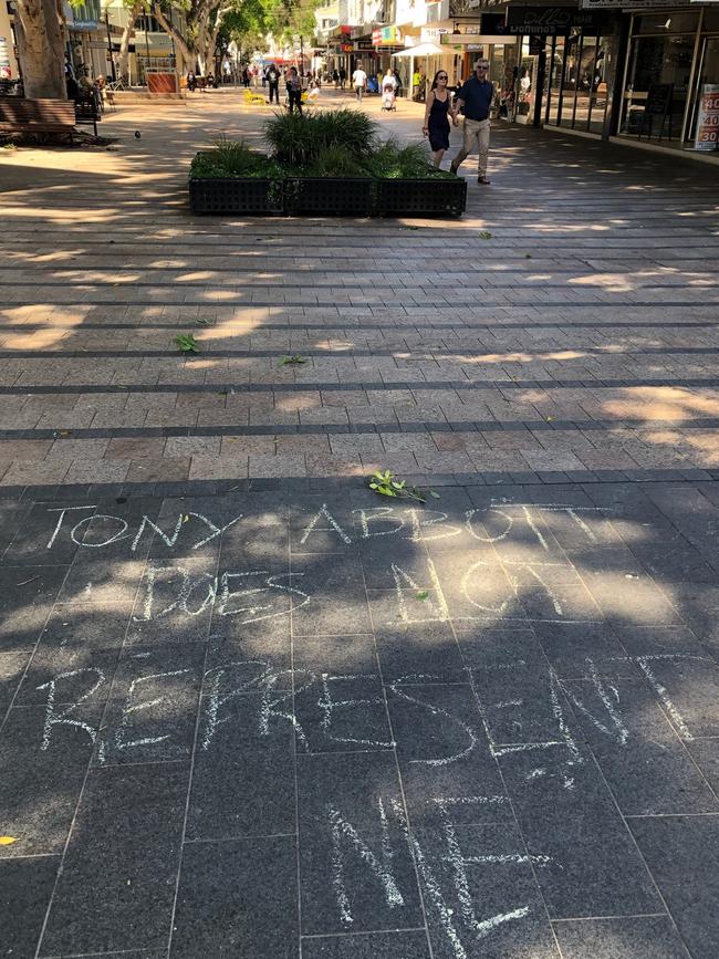 Someone made their feelings known about Tony Abbott in front of his electoral office on Tuesday.