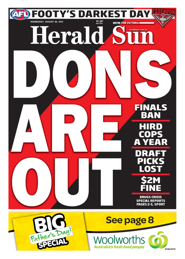 How the Herald Sun covered the story.