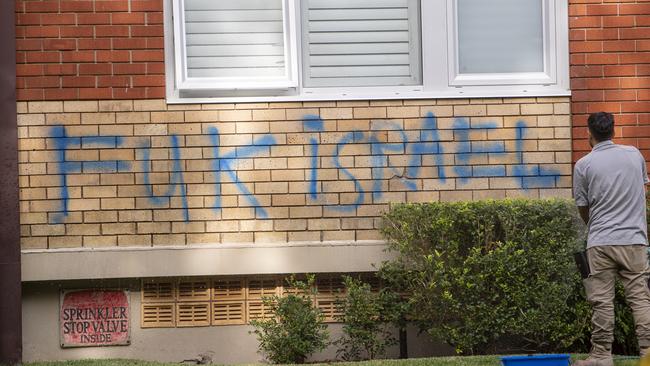 Anti-Israel graffiti on a building. Picture: NewsWire / Jeremy Piper