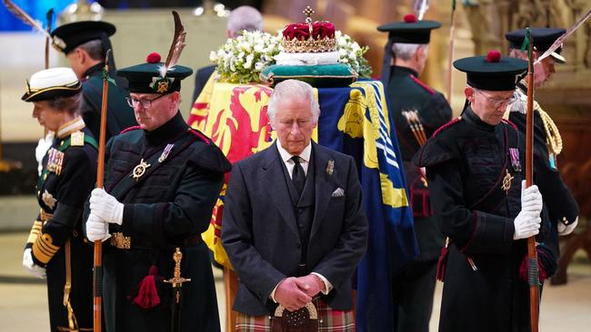 King Charles III at the vigil at St Giles' Cathedral, in Edinburgh. Picture: AFP