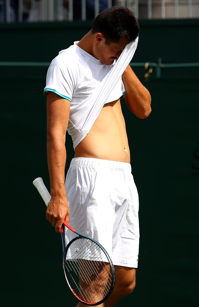 Bernard Tomic was thrashed by Jo-Wilfred Tsonga of France.