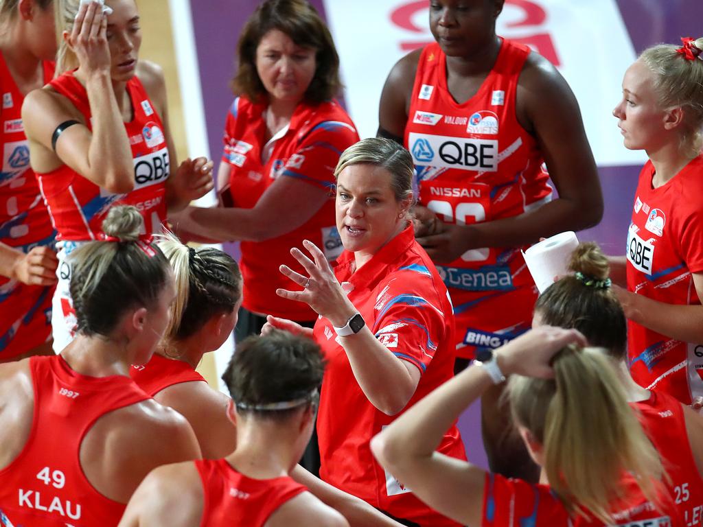 Briony Akle has coached the NSW Swifts to Super Netball premierships in 2019 and 2021. Picture: Jono Searle/Getty Images