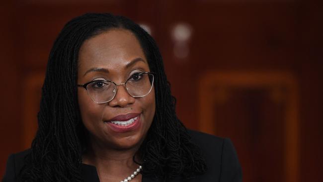 Judge Ketanji Brown Jackson speaks in the Cross Hall of the White House after she was nominated for Associate Justice of the US Supreme Court. Picture: AFP