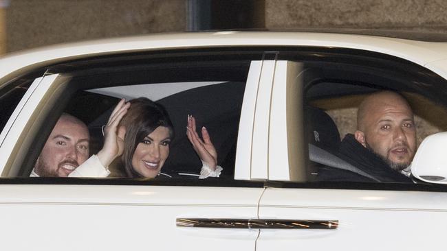 The newlyweds heading off after the festivities. Picture: Gordon McComiskie