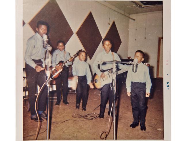 The brothers recording their first single Big Boy in Steeltown Studio in their hometown of Gary, Indiana.  Picture: Dan Gottesman/Jacksons Entertainment.