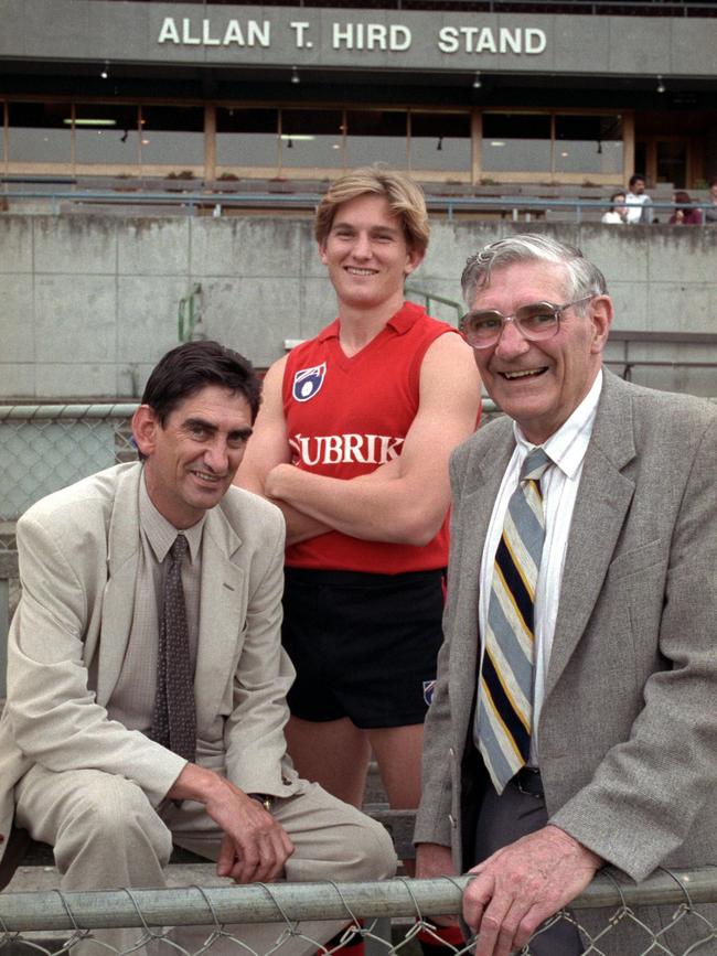 Allan Hird Jr, James Hird and Allan Hird Sr at Windy Hill in 1993.