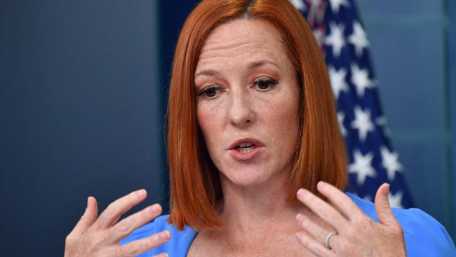 White House press secretary Jen Psaki’s final briefing with reporters went off the rails. Picture: Nicholas Kamm/AFP