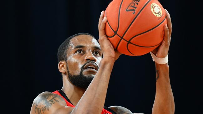 BRISBANE, AUSTRALIA - JANUARY 15: Bryce Cotton of the Wildcats shoots during the round 16 NBL match between Brisbane Bullets and Perth Wildcats at Brisbane Entertainment Centre, on January 15, 2025, in Brisbane, Australia. (Photo by Matt Roberts/Getty Images)