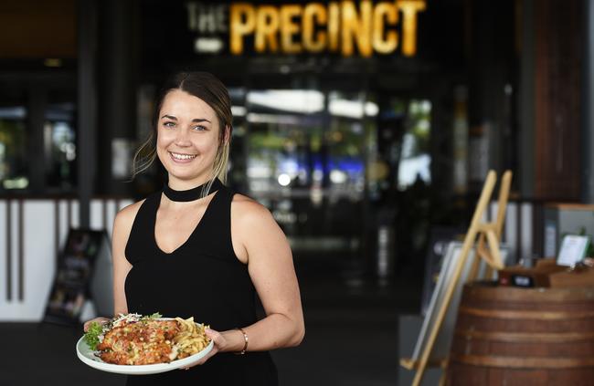 Precinct functions manager Ebonie Weldon with Precinct parmy