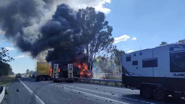 The scene of the Bruce Highway smash, south of Rockhampton, on July 19, 2023.