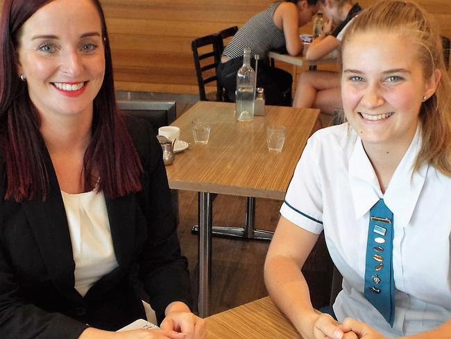 Member for Keppel and Assistant Education Minister Brittany Lauga with former Youth Parliament rep Abi Cooper. Picture: Contributed