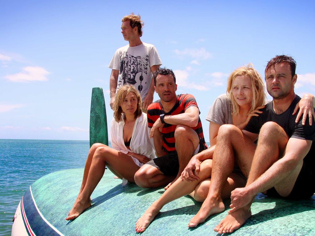 Actors (L-R) Kieran Darcy-Smith, Zoe Naylor, Damian Walshe-Howling, Adrienne Pickering and Gyton Grantley in a scene from the 2010 film 'The Reef'.