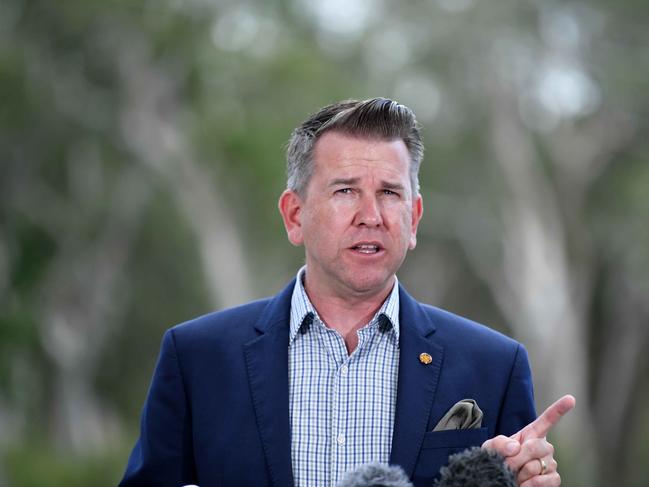 Deputy Premier Jarrod Bleijie at news conference on the Sunshine Coast, Birtinya. Picture: Patrick Woods.