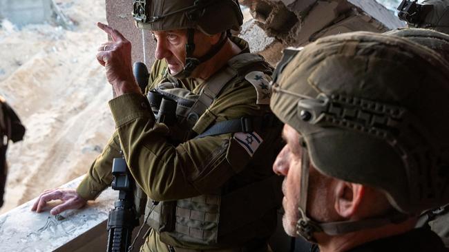 Former Chief of the General Staff Lieutenant-General Herzi Halevi (L), with Shin Bet chief Ronen Bar (R) in Gaza. Picture: Israeli Army/AFP.