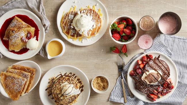 Pancake selection from Pancakes on the Rocks, Surfers Paradise.