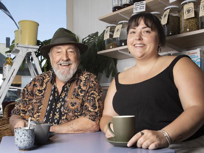 Restaurateur John Caire with daughter Kate Caire – owner of SoHo Wholefoods – in February this year when John announced he was retiring after a long career in the hospitality industry. Picture: Linda Higginson