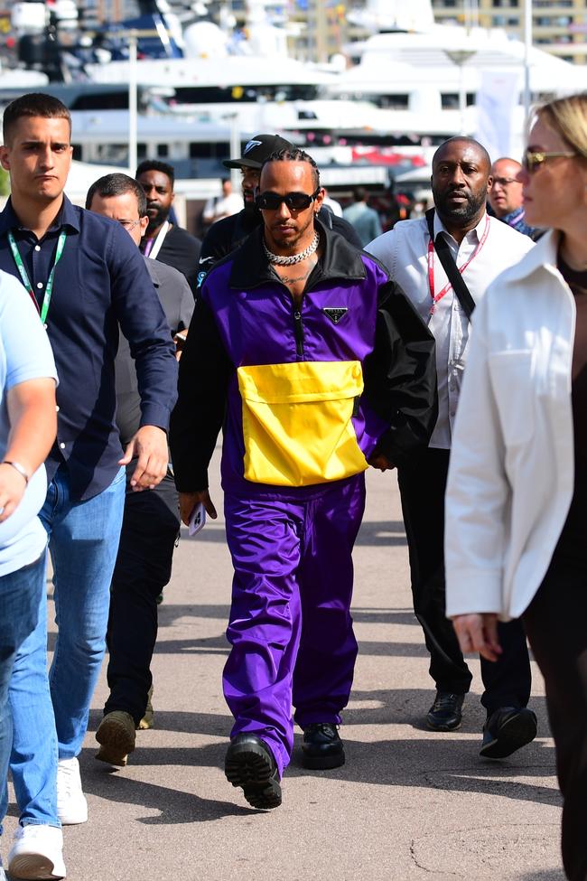 Lewis Hamilton wears Prada at the Monaco Grand Prix.