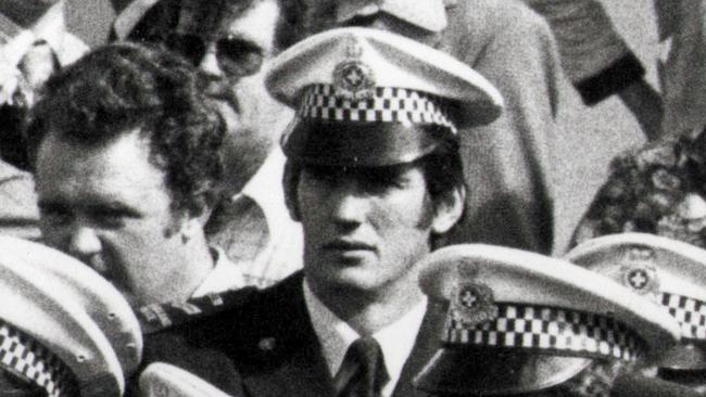 Wayne Bennett pictured during a street demonstration when he was a member of the Queensland Police force in 1978.